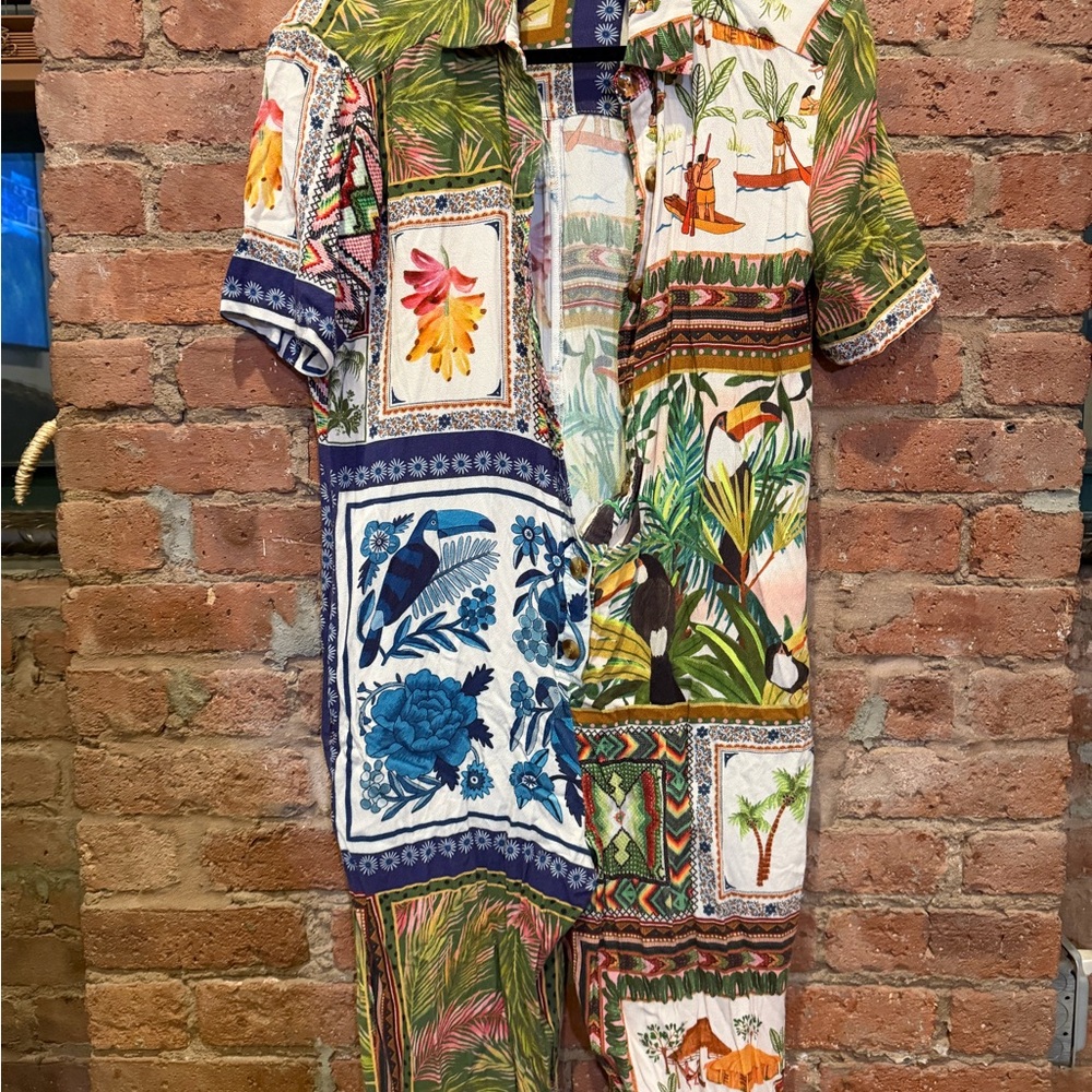 Farm Rio Tropical Patchwork Print Jumpsuit | Full Length | Size XS